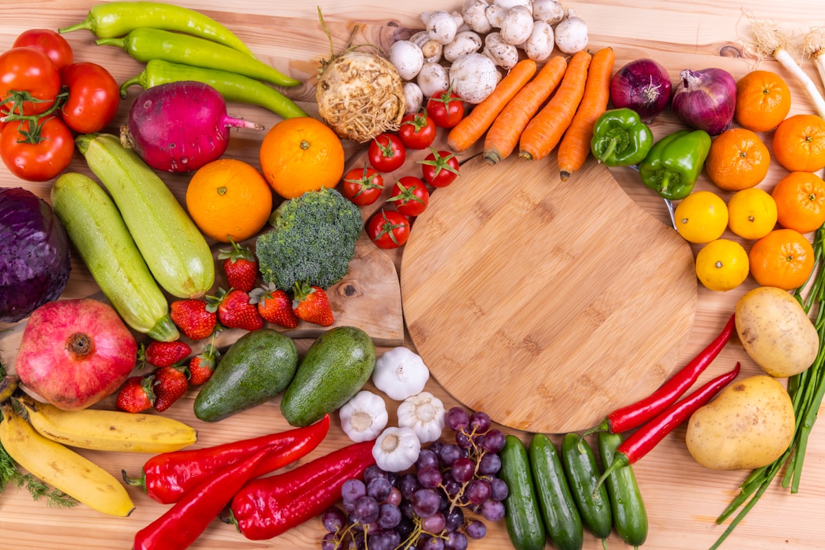 Fresh natural foods and healthy eating preparation